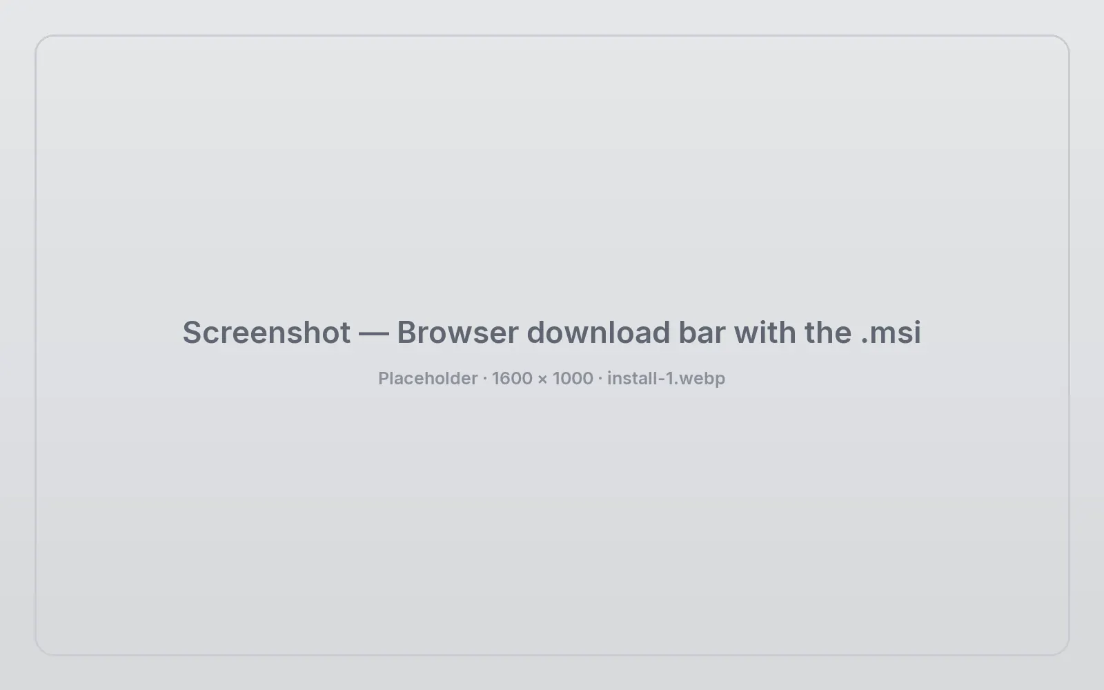 Browser download bar with the .msi